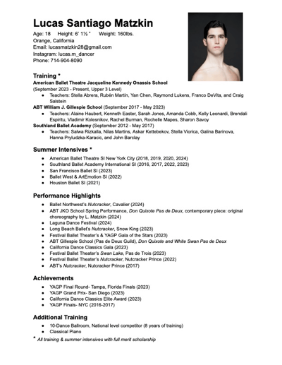 Lucas Matzkin — Classical dancer, United States