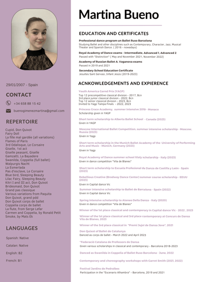 Martina Bueno — Classical dancer, Spain