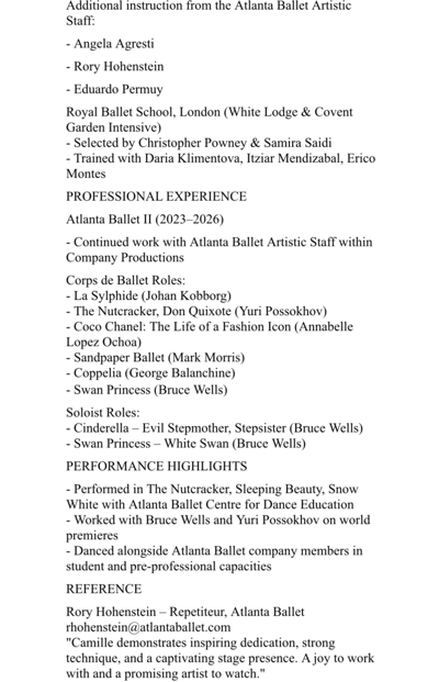 Camille Margaret Jackson — Classical dancer, United States