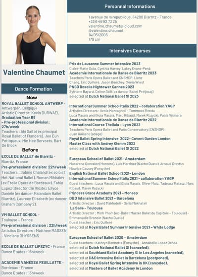 Valentine Chaumet — Classical dancer, France
