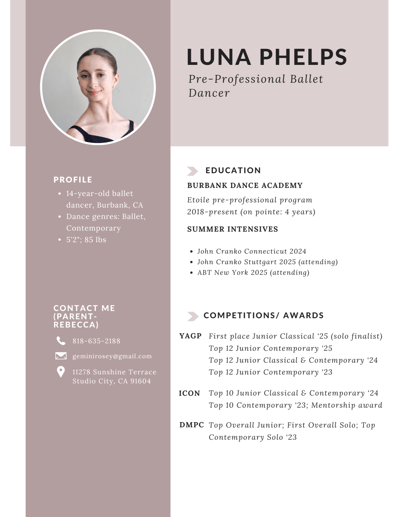 Luna Phelps — Classical dancer