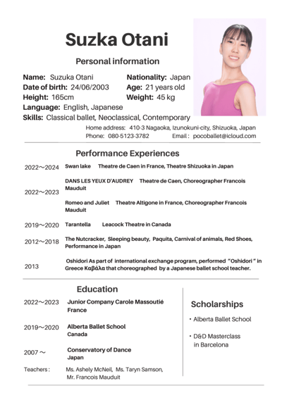 Suzuka Otani — Classical dancer