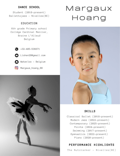 Margaux Hoang — Classical dancer, Waterloo, Belgium