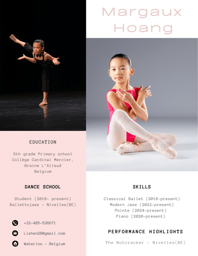 Margaux Hoang — Classical dancer, Waterloo, Belgium