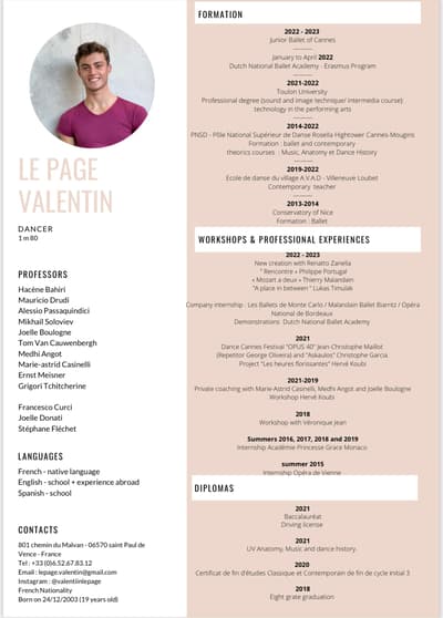 Valentin Le Page — Classical dancer, Villeneuve Loubet, France