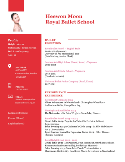 Heewon Moon — Classical dancer, United Kingdom