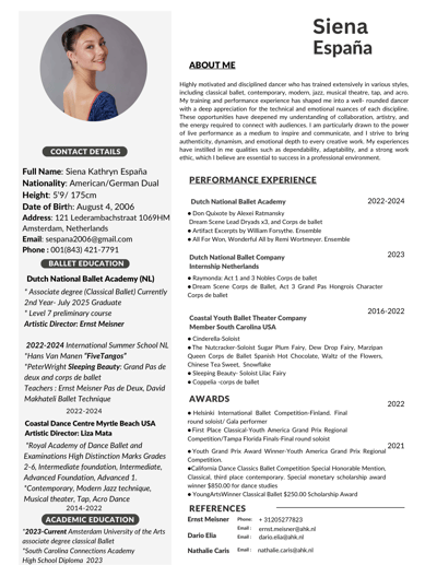 Siena España — Classical dancer, Amsterdam, Netherlands