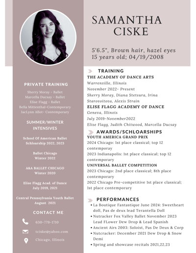 Samantha Ciske — Classical dancer, United States