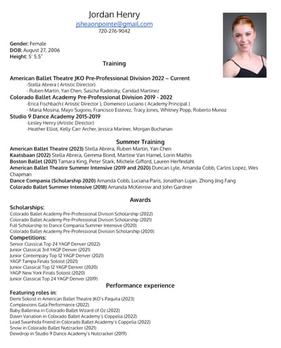 Jordan Henry — Classical dancer, United States