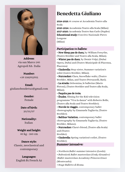 Benedetta Giuliano — Classical dancer, Italy