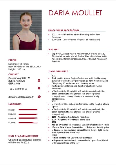 Daria Moullet — Classical dancer, Germany