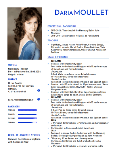 Daria Moullet — Classical dancer, Germany