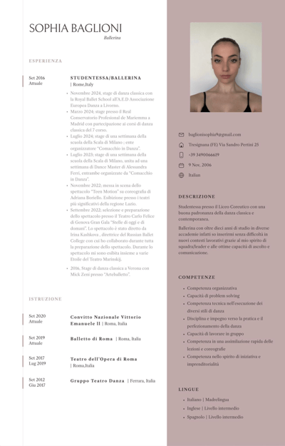 Sophia Baglioni — Classical dancer, TRESIGNANA- FERRARA, Italy