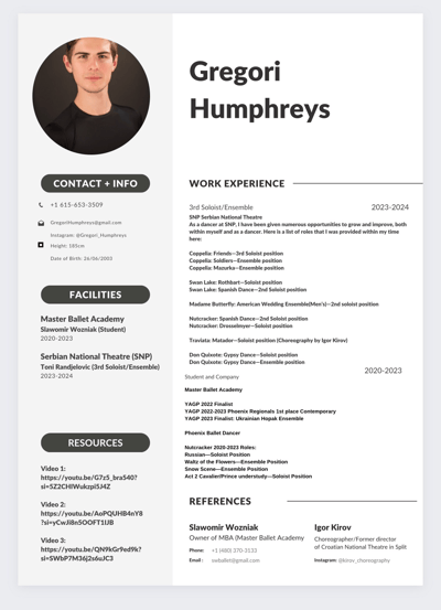 Gregori Humphreys — Classical dancer