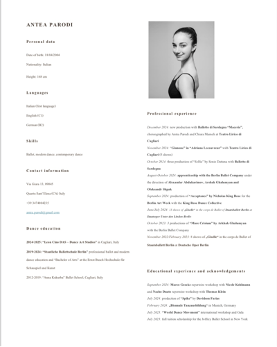 Antea Parodi — Classical dancer, Italy