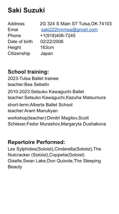 Saki Suzuki — Classical dancer, Japan