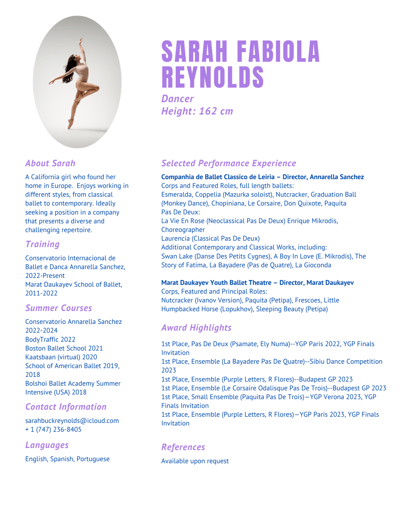 Sarah Fabiola Reynolds — Classical dancer