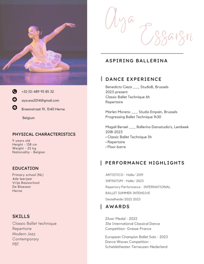 Aya Essarsri — Classical dancer, Belgium