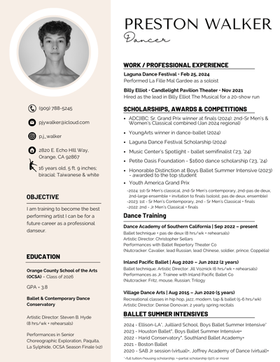 Preston Walker — Classical dancer, United States