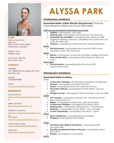 Alyssa Park — Classical dancer, Australia