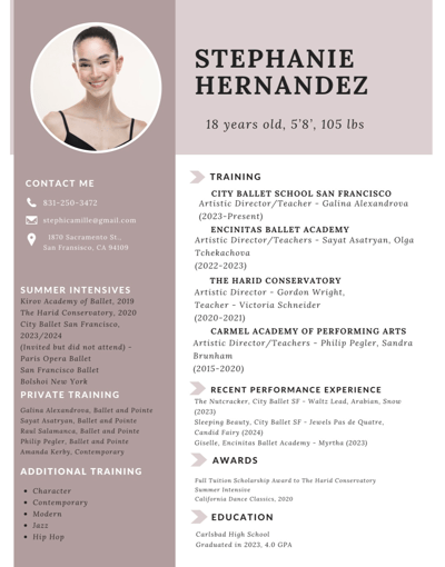 Stephanie Hernandez — Classical dancer, United States