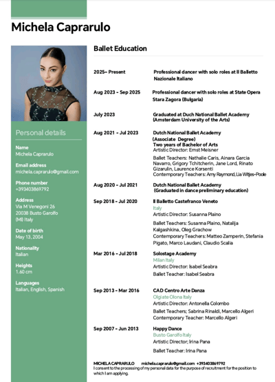 Michela Caprarulo — Classical dancer, Busto Garolfo, Italy