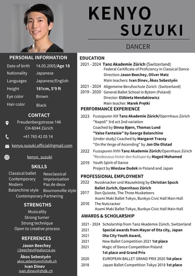 Kenyo Suzuki — Classical dancer, Switzerland