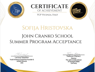 Sofija Hristovska — Classical dancer, Skopje, North Macedonia