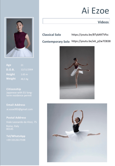 Ai Ezoe — Contemporary dancer, Italy