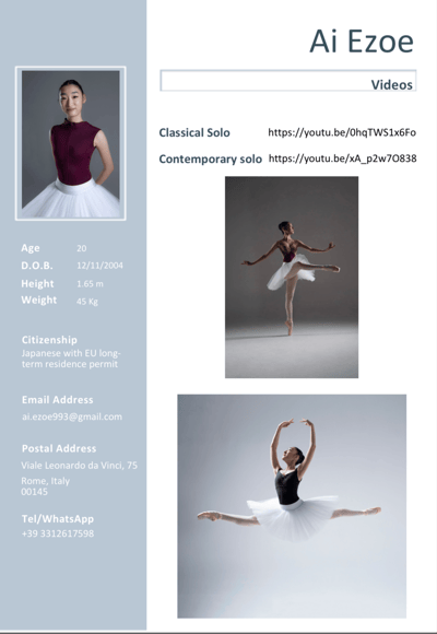 Ai Ezoe — Contemporary dancer, Italy
