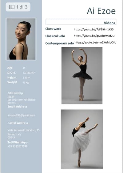 Ai Ezoe — Contemporary dancer, Italy