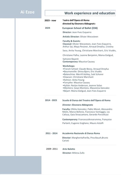 Ai Ezoe — Contemporary dancer, Italy