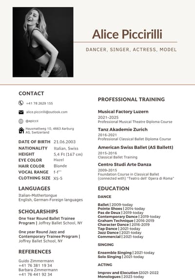 Alice Piccirilli — Classical dancer, Switzerland