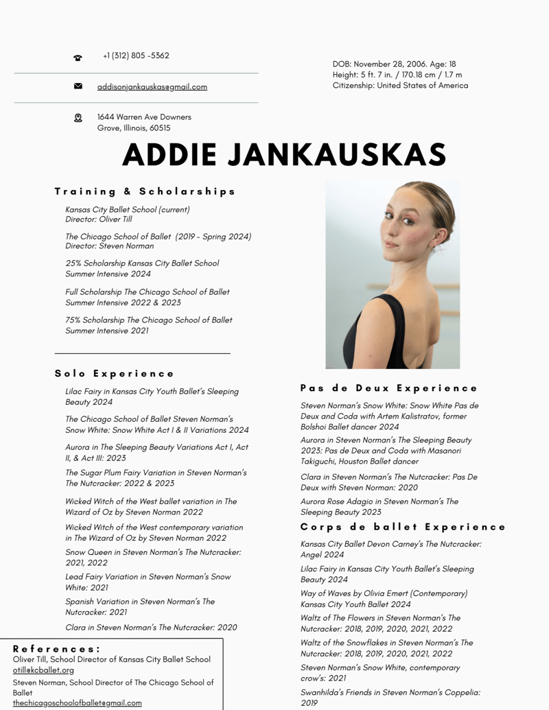 Addie Jankauskas — dancer, United States