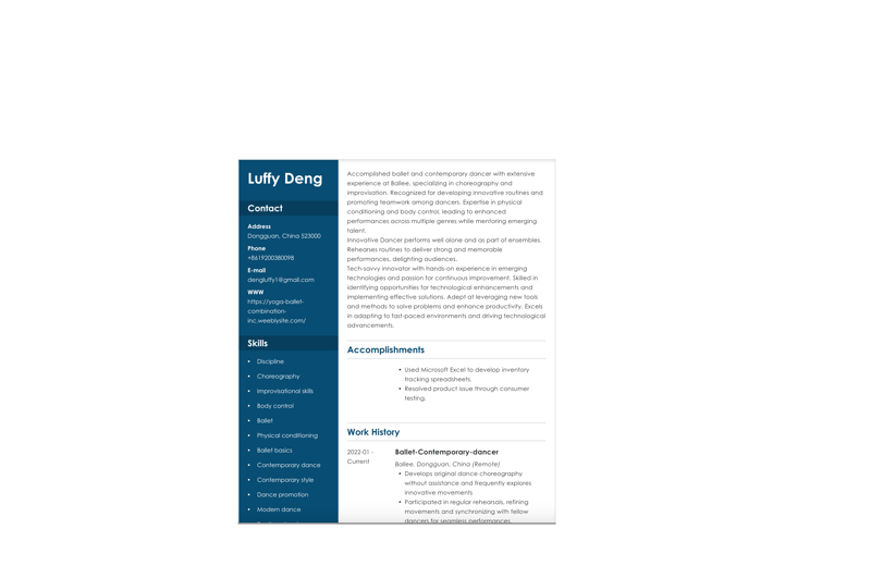 Luffy Deng — Classical dancer
