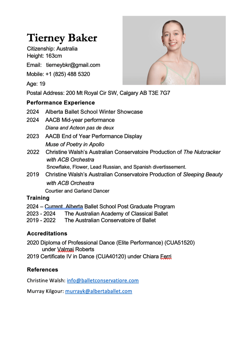 Tierney Baker — Classical dancer, Australia