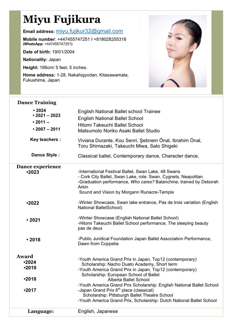 Miyu Fujikura — Classical dancer, Japan
