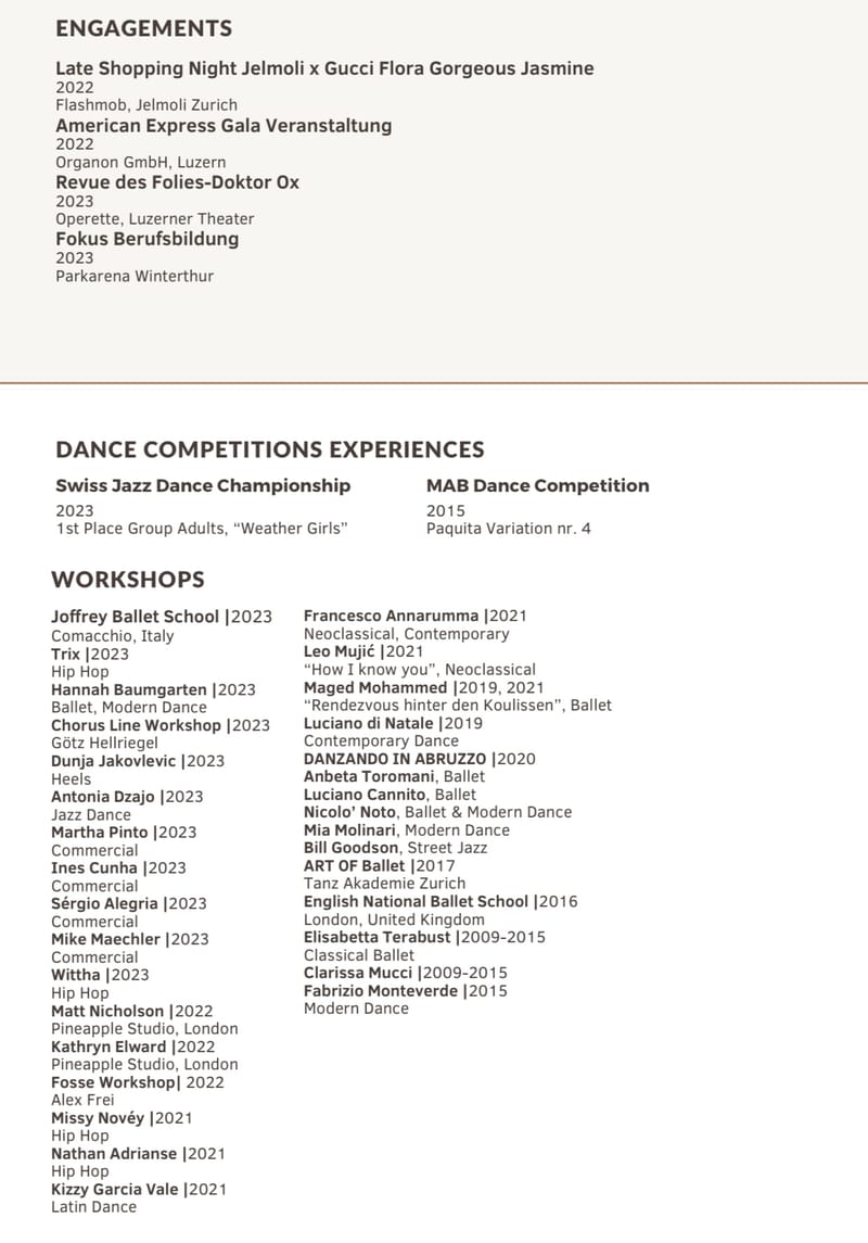 Alice Piccirilli — Classical dancer, Switzerland