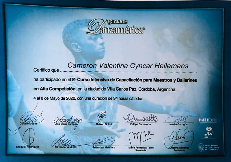 Cameron Cyncar Hellemans — Classical dancer, Paraguay